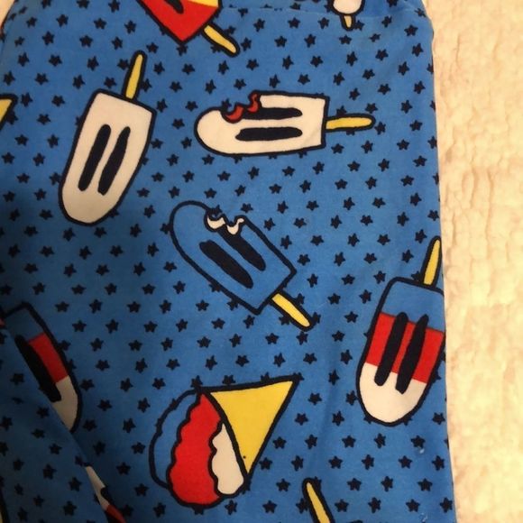 3/$30 OS LulaRoe Patriotic Collection Snowcone and Popsicle Printed Leggings - Picture 2 of 4